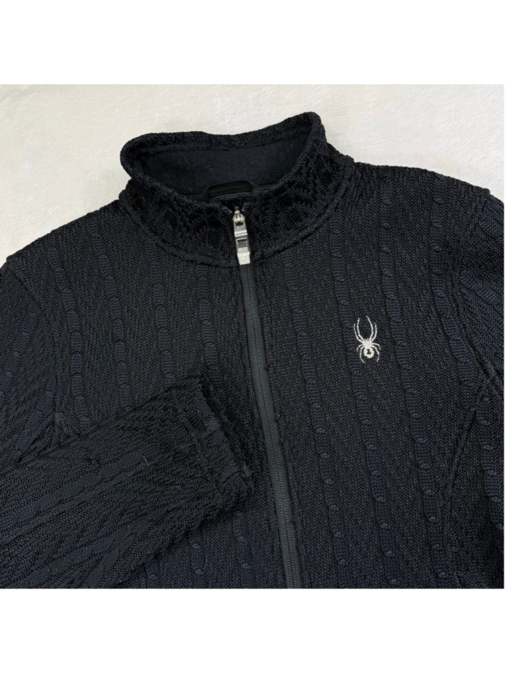 Spyder Stryke Jacket Womens Medium Black Cable Knit Fleece Full‎ Zip Outdoor